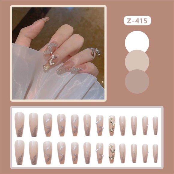 Other - CLEAROUT🌹 Final sale💅 Press-on nails crystals butterflies 24 pieces